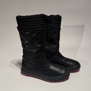 Naturino Girls Black Leather Boots Size US 12 EU 31 Wool Lined Rain Step